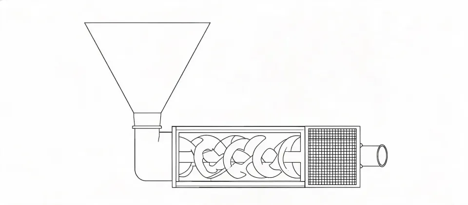 Schematic of a plastic crusher hopper, rotor and screen with utility stubs